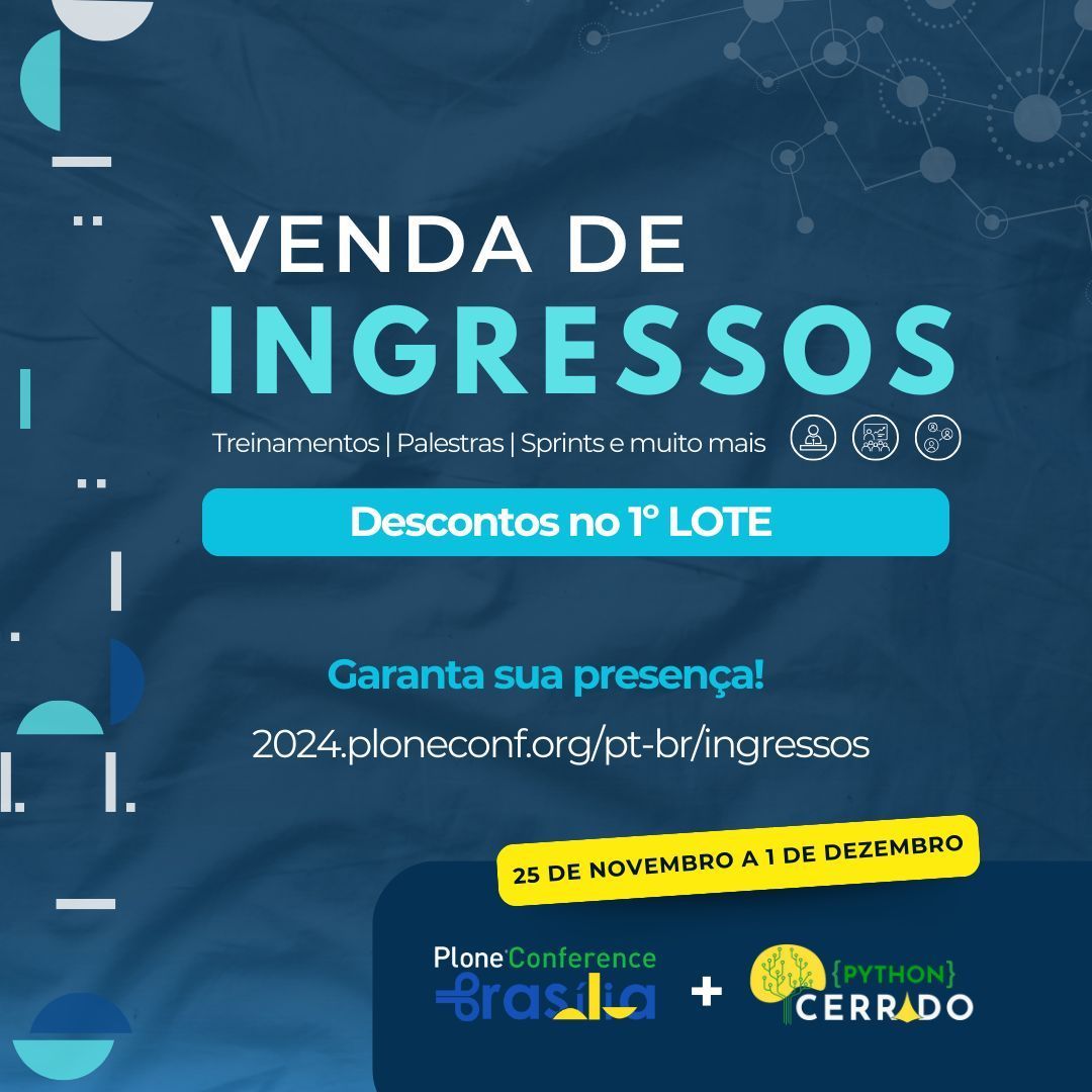🤩 A espera acabou! 🎟️🌟 Não perca essa oportunidade! Os ingressos para a Plone Conference e Python Cerrado 2024 já estão à venda! Descontos exclusivos no 1º lote. Garanta seu lugar no evento mais esperado do ano. ✨
🌐 2024.ploneconf.org/pt-br/ingressos
#ploneconf #pythoncerrado #cms