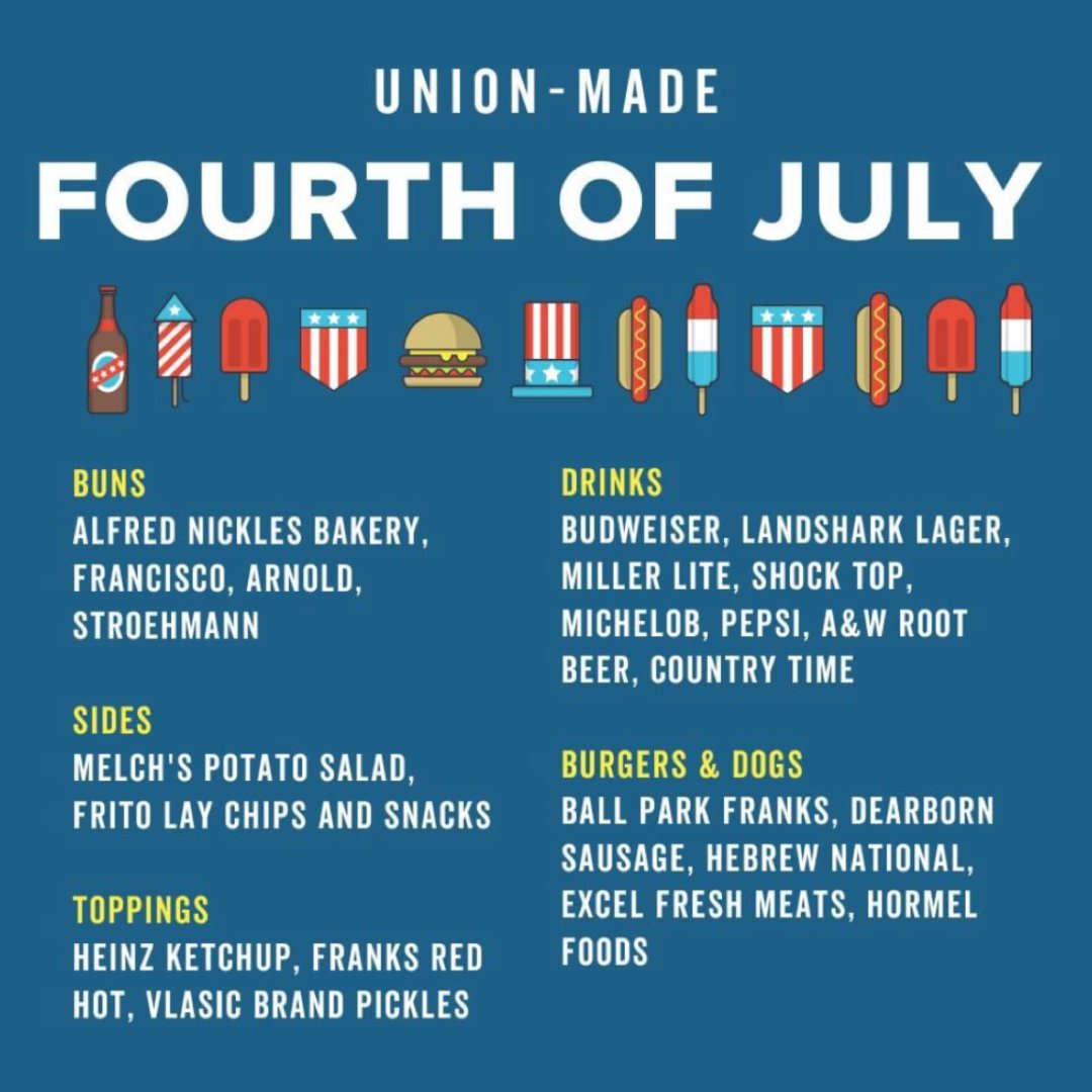ibewlu654's tweet photo. Make sure your July 4th celebration is union-made. #IBEW #local654 #UnionStrong #unionmade https://t.co/TvPusumoUt