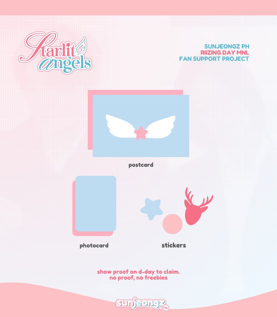 sunjeongzph's tweet photo. ༊*·˚ #SUNJEONGZ Fan Support Project for RIIZING Day in Manila ༊*·˚

We’ll be handing out freebies to 150 STARLIT ANGELS on July 14!

☆ follow, like, rt and reply with proof.
☆ show proof on d-day to claim. no proof, no freebies. 
☆ first come, first serve.

TIME &amp; VENUE TBA 📣 https://t.co/vY3LLsL8uC