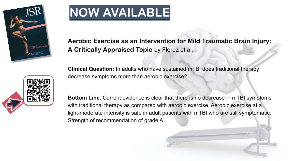 JSportRehab's tweet photo. Now Available! Is #Aerobic Exercise Safe as an Intervention for Mild #Traumatic #Brain Injury? See what the evidence supports in this #CriticallyAppraisedTopic: https://t.co/GMUmTxAOqQ
@moraviandat
#concussion #postconcussion #cardiovascular #exercise #CAT #mTBI https://t.co/UKXcvFmVsE