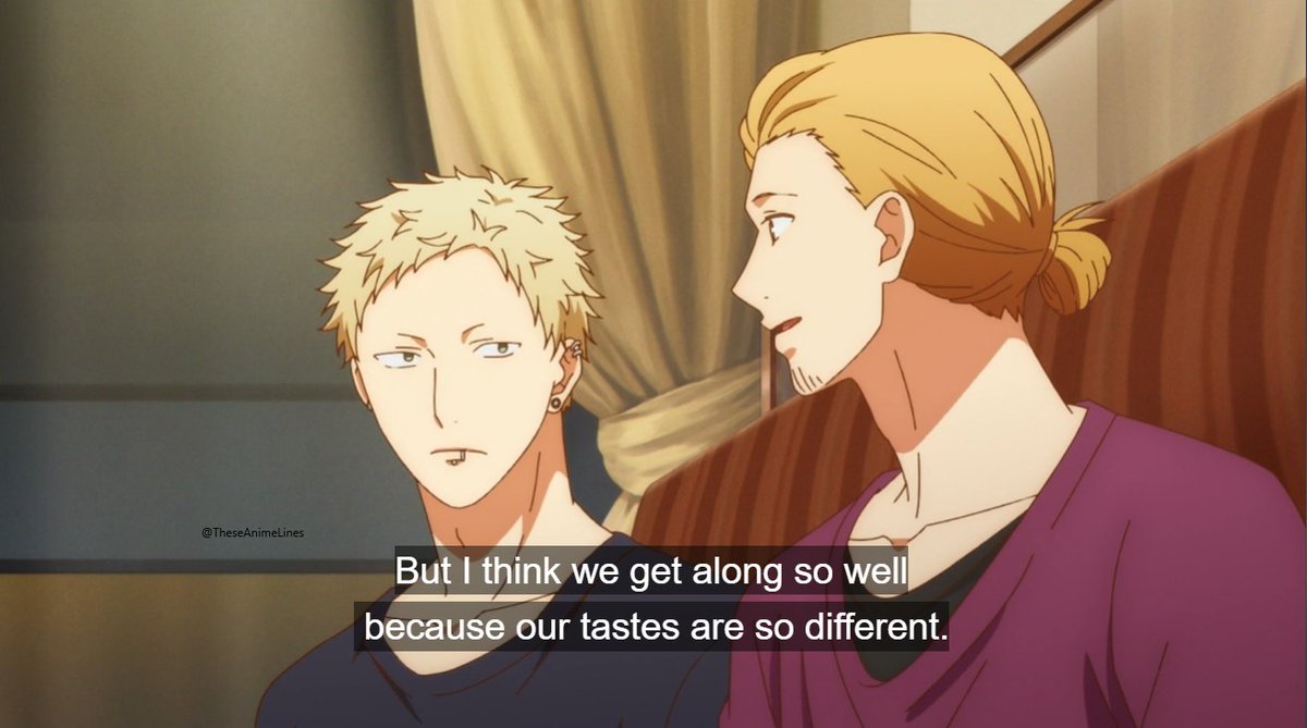 But I think we get along so well because out tastes are so different. ~  Nakayama Haruki || Given #AniTwt, image size:1200x669