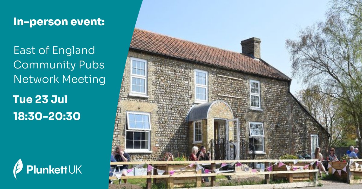 Join us for an in-person networking event for people involved with community-owned pubs across East Anglia.
 
Generously funded by Suffolk Community Foundation through the Co-op Community Cares Fund. 🙌

➡️ The Blue Bell in Stoke Ferry 
⏰ 18:30-20:30

👉 plunkett.my.site.com/Eventsportal/s…