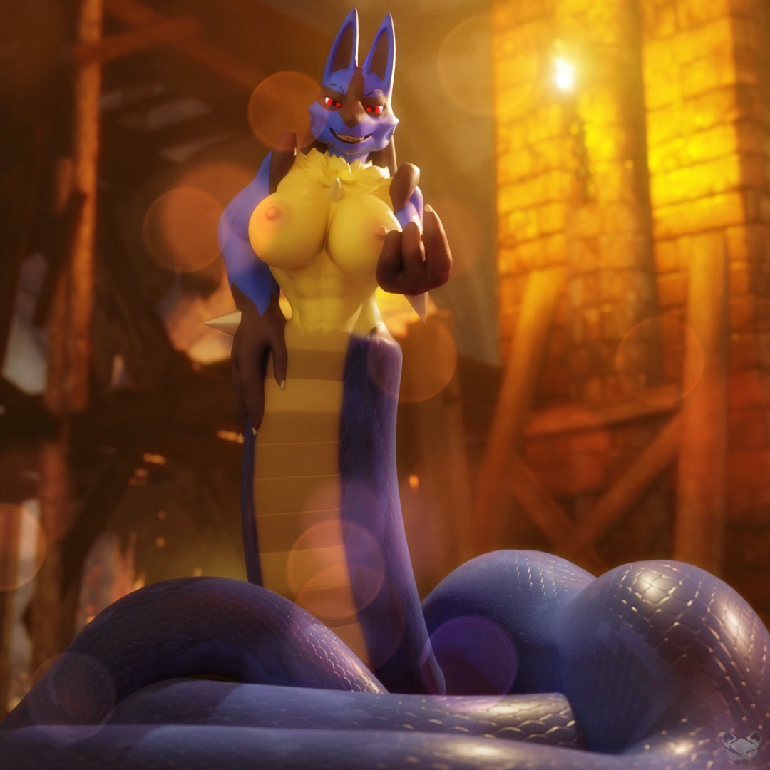 Lamia Lucario looking at you with that sultry gaze and beckoning you to her coils. Will you obey, or will she have to make you see things...her way?~

Lucario model made by Choco