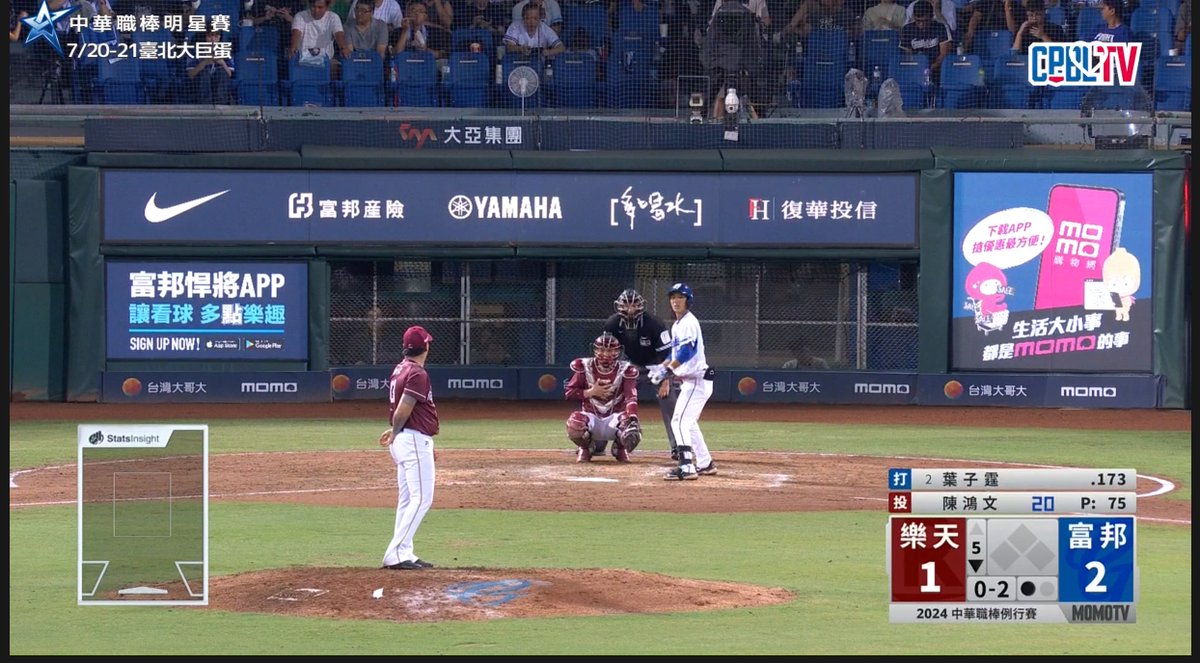 Lucky_B_F's tweet photo. いまきた
#CPBLTV https://t.co/qXXC9fkscB
