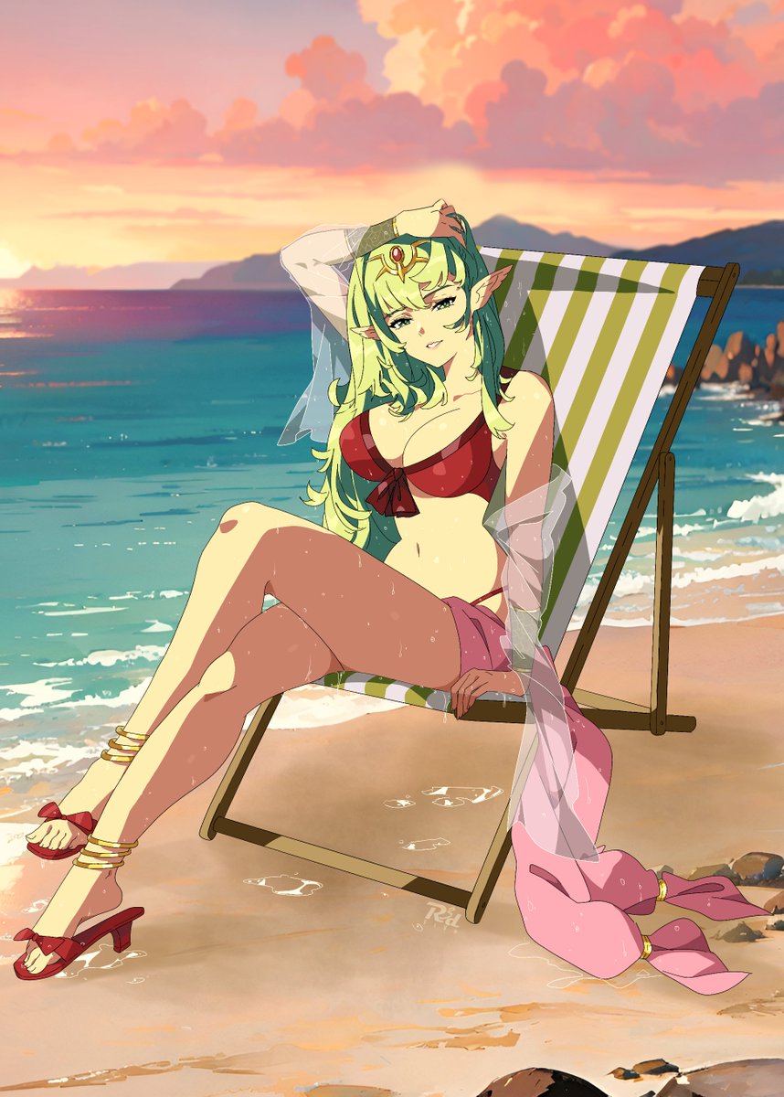 R3dFiVe_artist's tweet image. Tiki at the beach, a commission!
#VGenComm