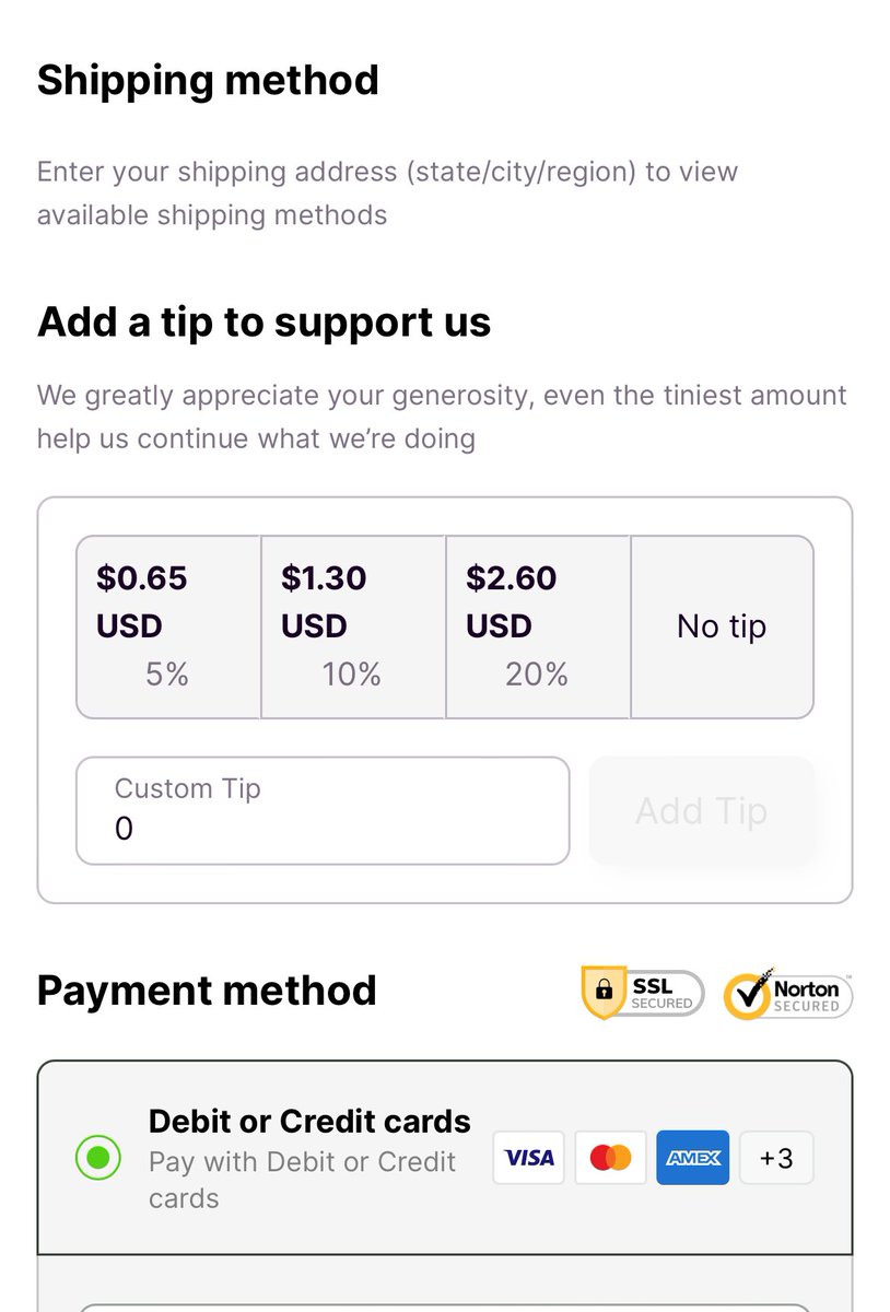 themdawgs3's tweet image. Now this is a first for me. This is a tip request while checking out an online order for something that will be shipped to me…. A consumer good not a service. #stopthemadness #tipflation #tipping