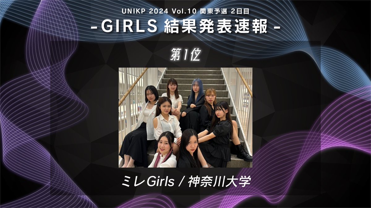 unikp_official's tweet image. ［ UNIKP 2024 Vol.10 関東予選 2日目 ］
✅ BREAKING NEWS 《RESULT》

𝗚𝗜𝗥𝗟𝗦 𝟭位  
【ミレGirls/神奈川大学】 👑✨️

おめでとうございます🎊

#UNIKP #KPV10 #kpop