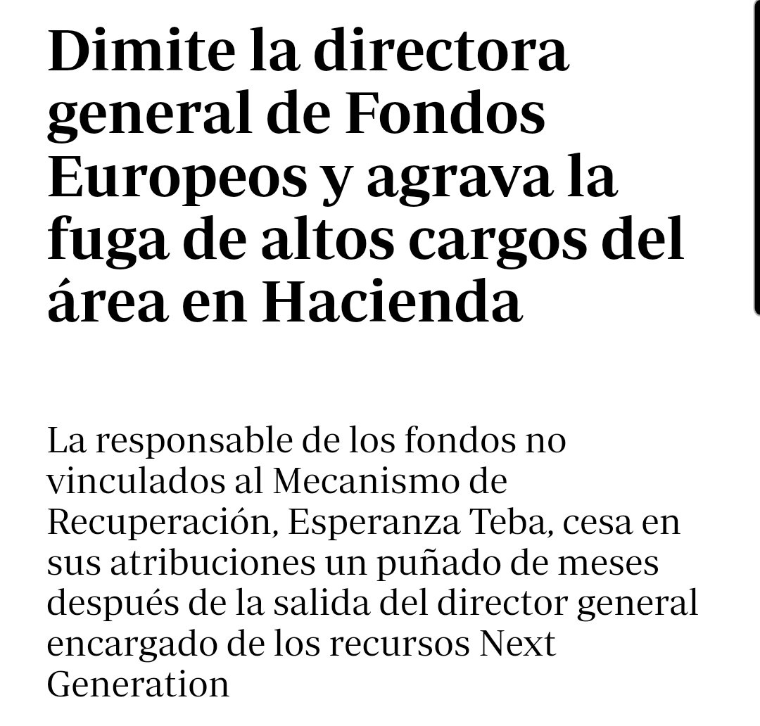 5 meses después, la vida sigue igual.

¿Por qué le dimiten a la Ministra de Hacienda los responsables de los Fondos Europeos?