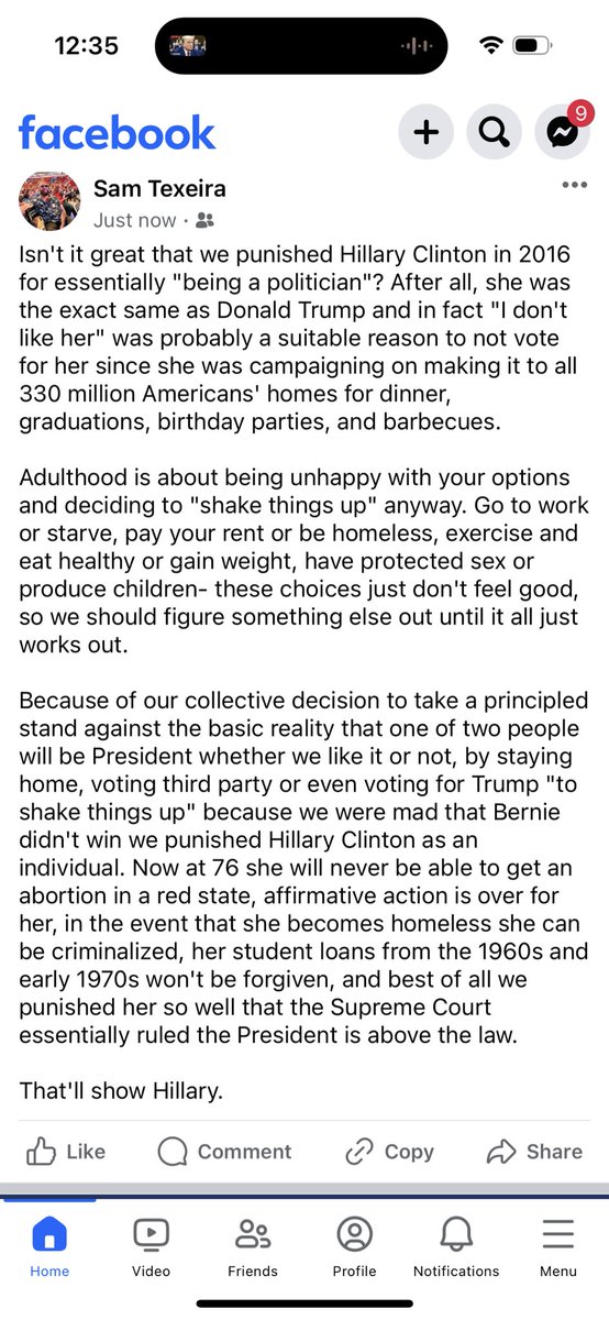 Sam Texeira (@sammytexeira) on Twitter photo Yesterday's SCOTUS decision proves that it's a good thing we decided to punish <a href="/HillaryClinton/">Hillary Clinton</a> Yesterday's SCOTUS decision proves that it's a good thing we decided to punish <a href="/HillaryClinton/">Hillary Clinton</a>
