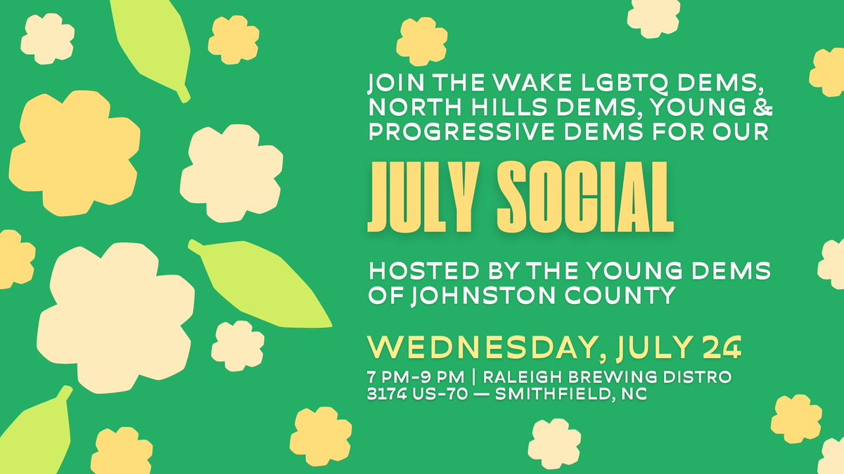 Stop by our July Social on Wednesday, July 24th from 7-9pm at Raleigh Brewing Distro!