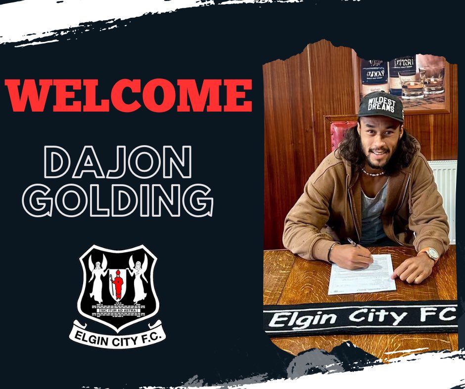 ElginCityFC's tweet photo. DAJON GOLDING ✍🏼

Elgin City are delighted to announce the permanent signing of Dajon Golding from Cove Rangers on a 1 year deal

Dajon needs no introduction to Elgin fans after becoming an instant fans favourite during his loan spell with us last season

Welcome back Dajon ⚫️⚪️ https://t.co/FROO5PEegM