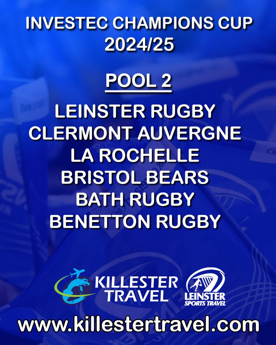 KillesterTravel (@killester_group) on Twitter photo Some exciting matches ahead for Leinster next season in Investec Champions Cup . Register your interest for supporters travel email info@killestertravel.com
#leinsterrugby
#eprc Some exciting matches ahead for Leinster next season in Investec Champions Cup . Register your interest for supporters travel email info@killestertravel.com
#leinsterrugby
#eprc