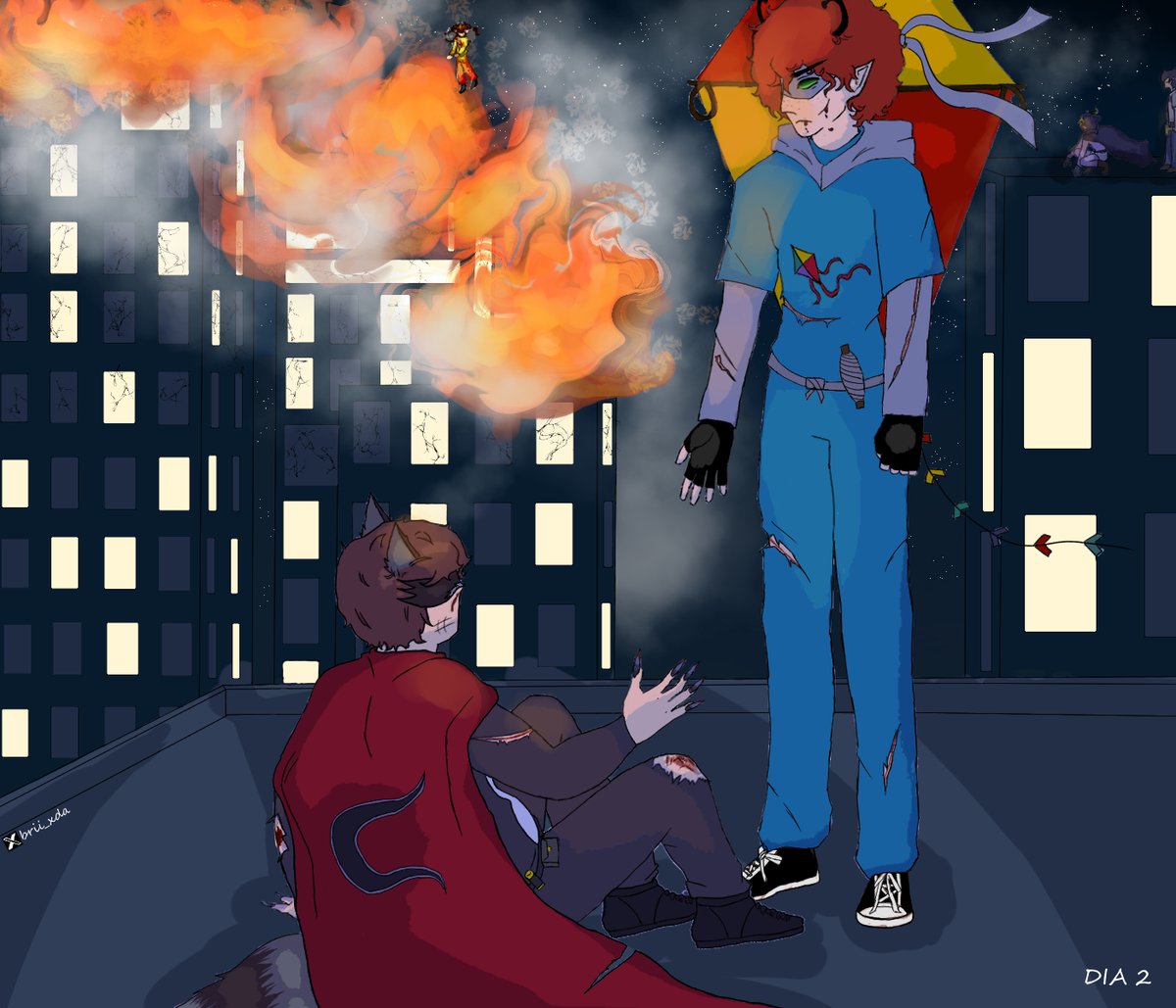 Brii_xda's tweet photo. Día 2. Ciencia ficción.

-Como siempre The Coon y Human kite peleando. ¿Esperen, quizás hoy se unirán para salvar la ciudad contra la Reina de fuego?

-Es mejor formar una alianza, hombre mapache, solo dame tu mano y peleemos juntos para salvar la tierra.

#kymanweek2024 #kyman https://t.co/zCASji6oWq