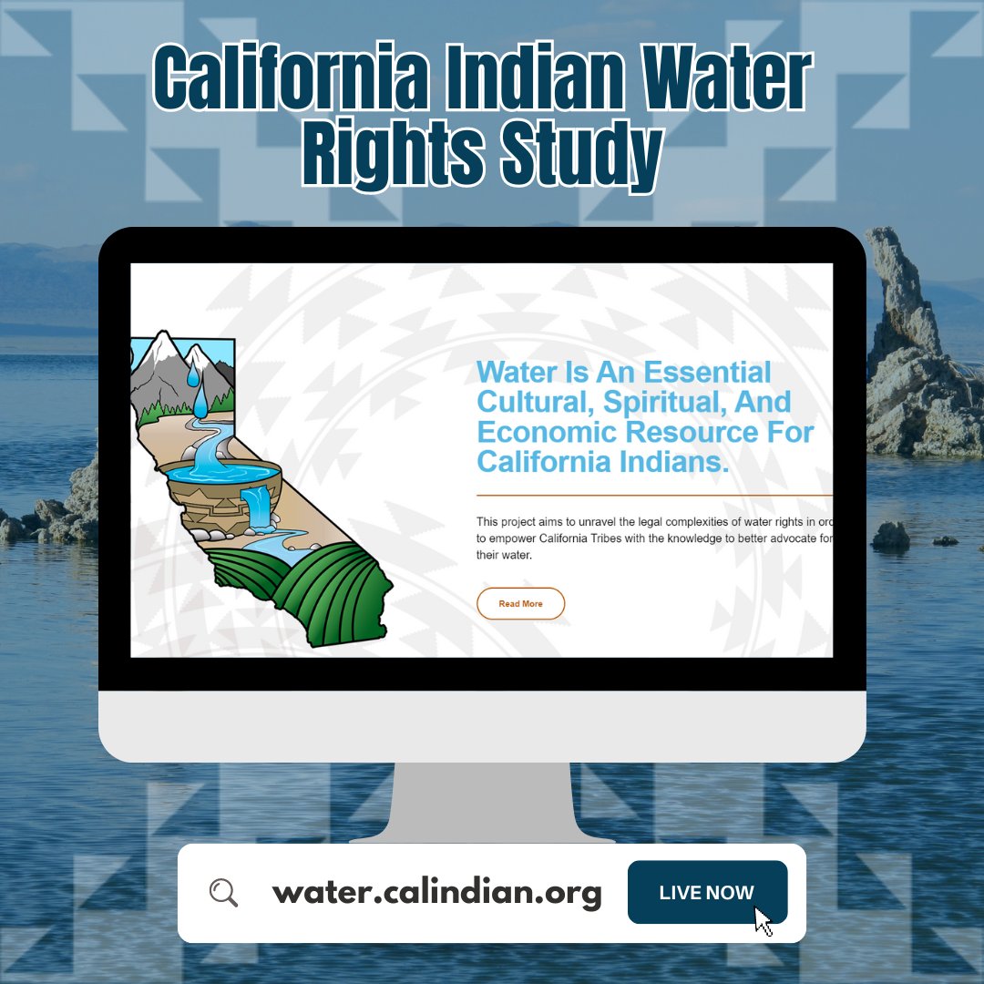 CAIndianLegal's tweet photo. CILS is excited to launch our new California Indian Water Study website! Explore water rights, historical insights, and resources for California's Indigenous communities. Join our mission for justice at https://t.co/8qnYtl4cz9. #IndigenousSovereignty #WaterRights https://t.co/qLafP9NGRN