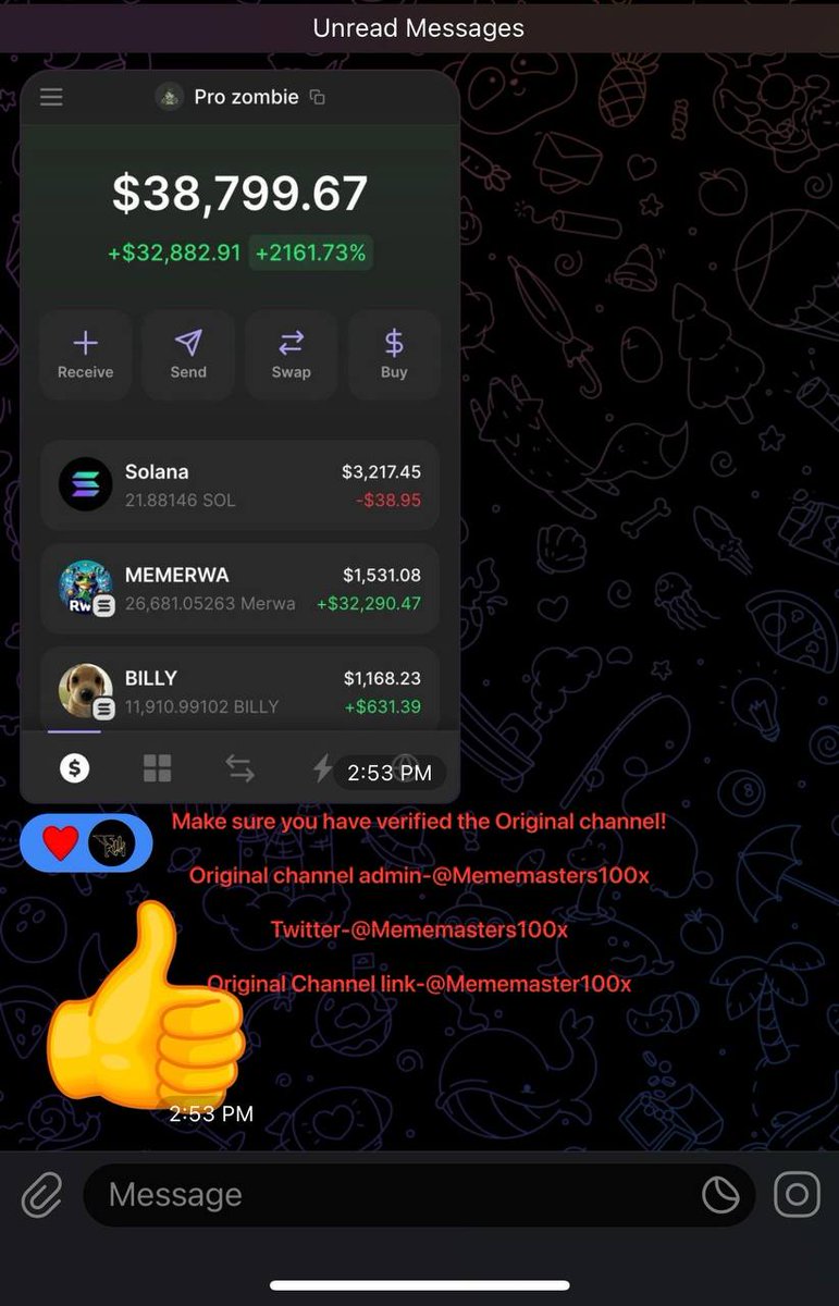MemeMasters100x's tweet photo. #MERWA $MERWA
Printed 30x from entry🚀
Giving away $1000 $SOL
Like,retweet,comment and make sure you're following me🔔
Drop your $SOL address below.
#Solana #SolanaMemecoin #SolanaAirdrop #SolanaMemeCoins #Memerwa https://t.co/qeKvjm02lj