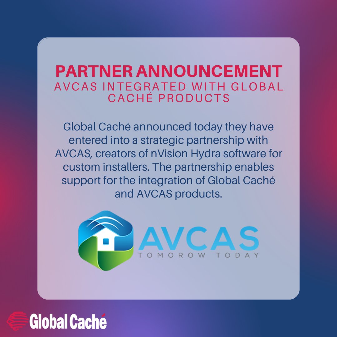 globalcache's tweet image. We have a new partnership to announce! AVCAS and Global Caché now work together seamlessly. Check out the full release: globalcache.com/pr-avcas.html
#residentialtech #avpro #cepro #crestron #custominstallers