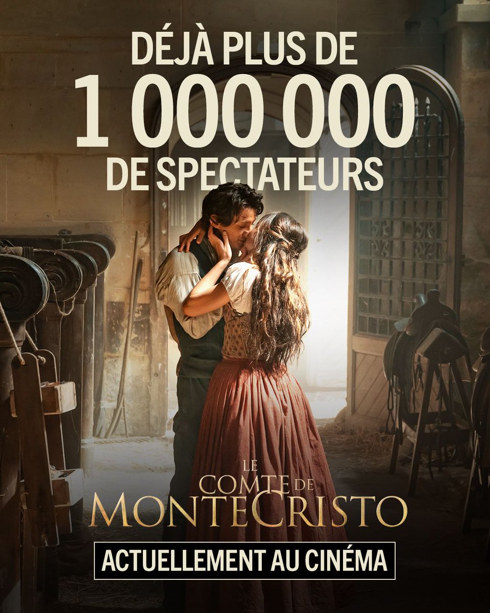 LogicalPictures's tweet image. Déjà plus d'un million de spectateurs ! 🔥 
Le COMTE DE MONTE CRISTO (Logical Content Ventures - @PatheFilms), actuellement au cinéma. 
Réservez vos places 👉 lecomtedemontecristo-seances.com