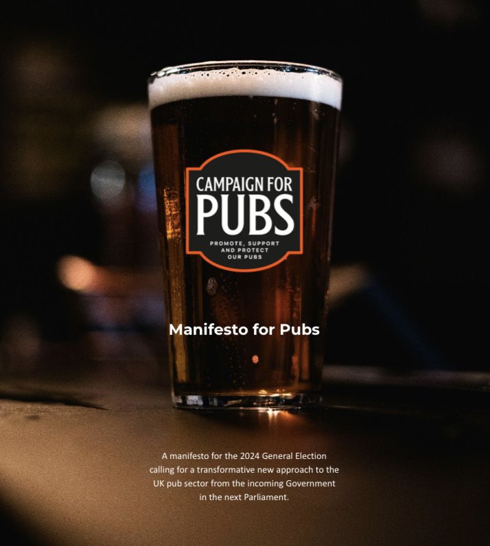 Our #ManifestoforPubs for the next Parliament calls for a transformative new approach to the #pub sector from the incoming Government. It lays out the key challenges &amp; solutions to stop unnecessary closures &amp; support #pubs through the cost-of-living crisis campaignforpubs.org.uk/campaign-for-p…