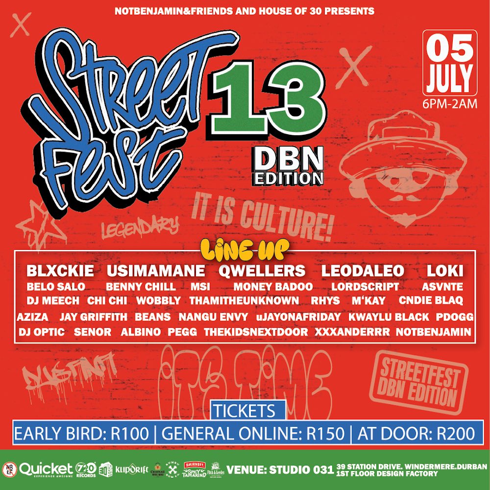 TIME FOR THE FINAL FLYER‼️

I SETTLE THE SCORE WHEN I TOUCH DOWN
WE BRINGING JOZI TO DUBANE THIS FRIDAY
BUT WE ALSO TAPPED INTO THE DBN SCENE FR

EARLY BIRD TICKETS ARE SOLD OUT 
GENERAL TICKETS STILL AVAILABLE ONLINE:
qkt.io/fkTLX1

LETS OPERATE