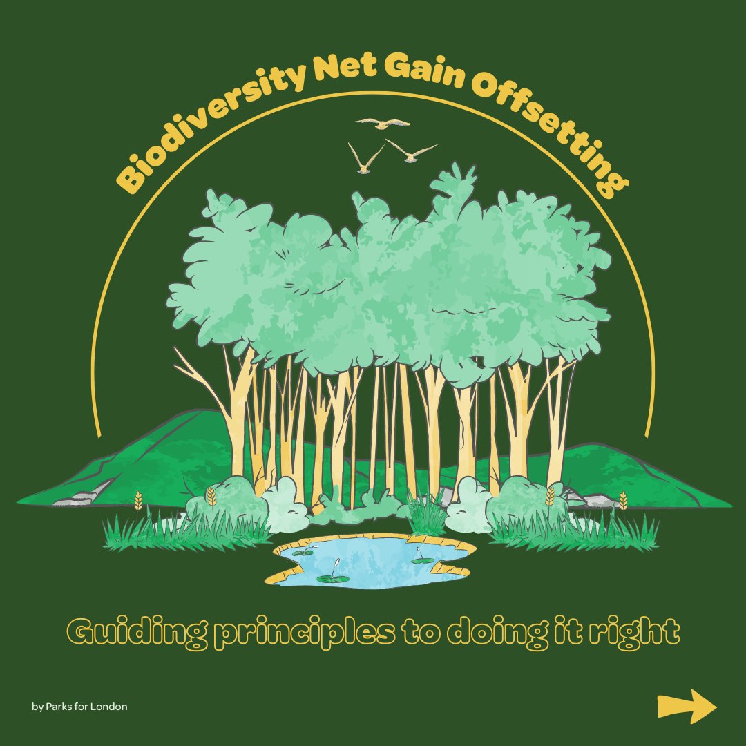 ParksforLondon's tweet photo. #BiodiversityOffsetting balances development &amp; conservation by compensating for environmental damage through restoring biodiversity elsewhere. 🌱🦋🦉

These 14 principles (prepared by @nationaltrust @FinanceEarth @plymouthcc) can help local authorities create effective BNG units.