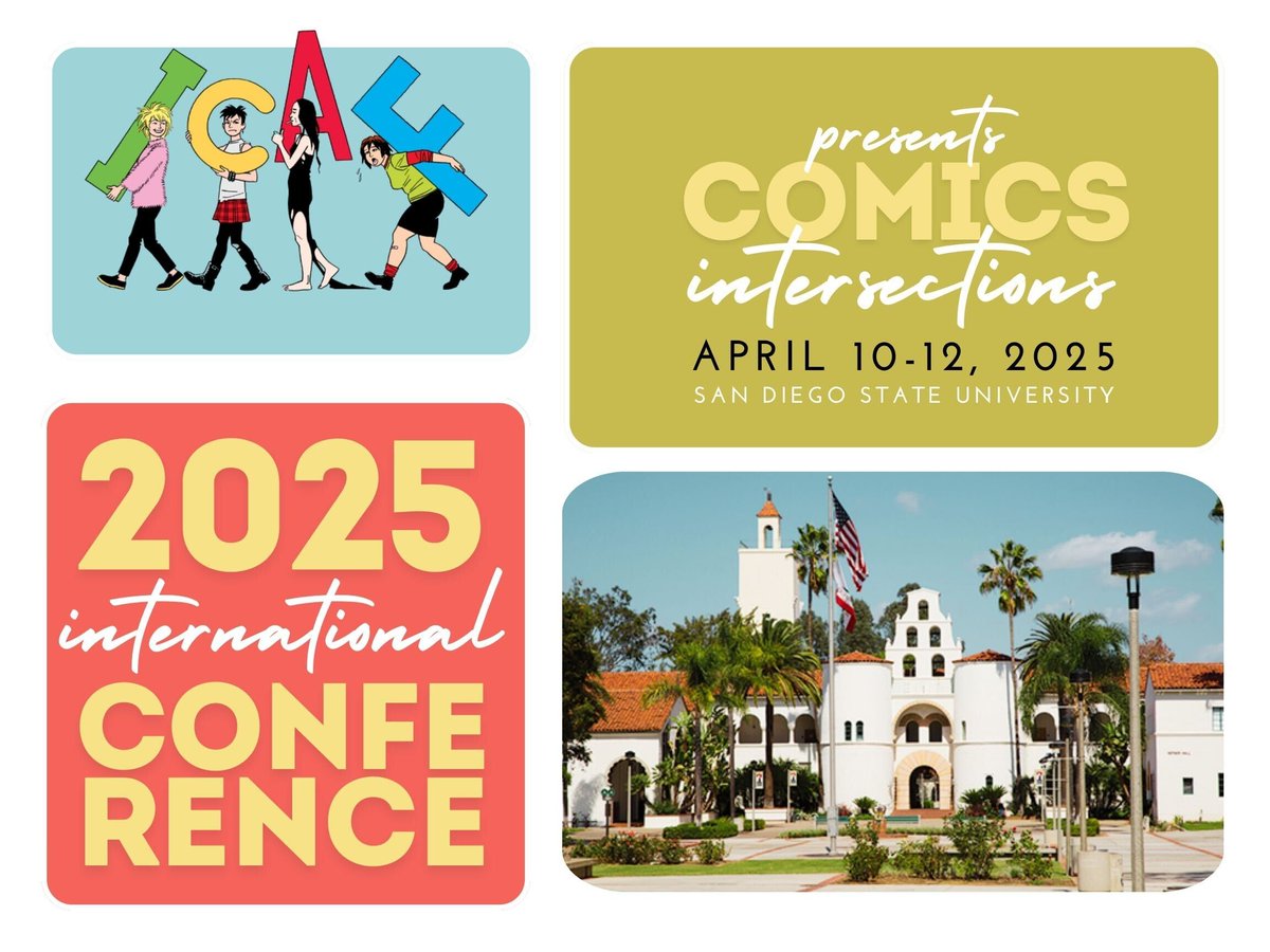 ICAF (@icafcomic) on Twitter photo ICAF is coming to San Diego State University <a href="/comicsatsdsu/">Comics at SDSU</a> on April 10-12, 2025! Look out for the Call for Proposals this fall on the theme "Comics Intersections." ICAF is coming to San Diego State University <a href="/comicsatsdsu/">Comics at SDSU</a> on April 10-12, 2025! Look out for the Call for Proposals this fall on the theme "Comics Intersections."