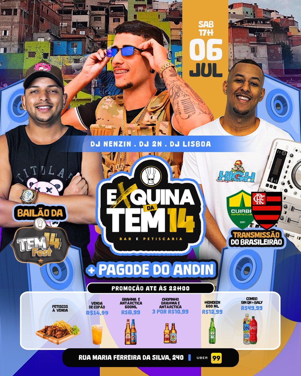 Chegou o momento mais esperado desde nossa inauguração, o primeiro Sábado + p frente no bar!

Bailão da Tem14, especialidade da casa 🏡🔥

Chama 2n da vila, chama Lisboa, chama Nenzin colocando ritmo. E de quebra aquele pagode que nao pode faltar.

te vejo na EXQUINA sábado!? 🚂