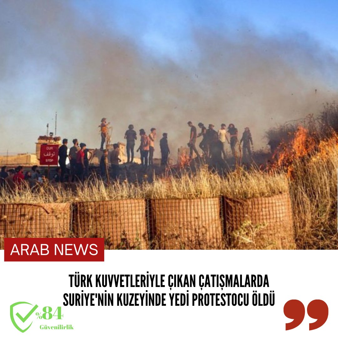 Oigetit_Turkiye's tweet photo. Türk kuvvetleriyle çıkan çatışmalarda Suriye'nin kuzeyinde yedi protestocu öldü.
Daha fazla bilgi için https://t.co/NGxdl8j0Lf adresini ziyaret edin.
#Oigetit #Fakenewsfilter #Turkey #Syria #news https://t.co/XfSlWN4jAj