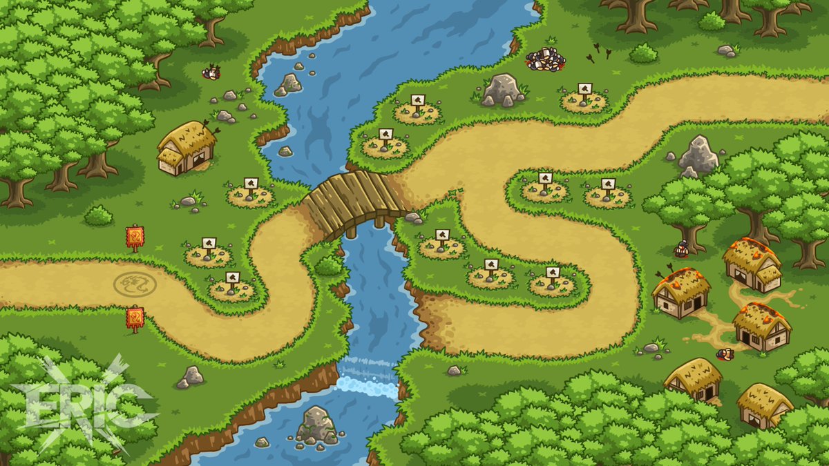 EricX53333406's tweet image. 3.Bridge Village💧
We arrived late, the enemies have already slaughtered the village. They attempted to flood the river and launch a surprise attack on us, some of the ninjas will also jump out from behind obstacles, catching us off guard.
