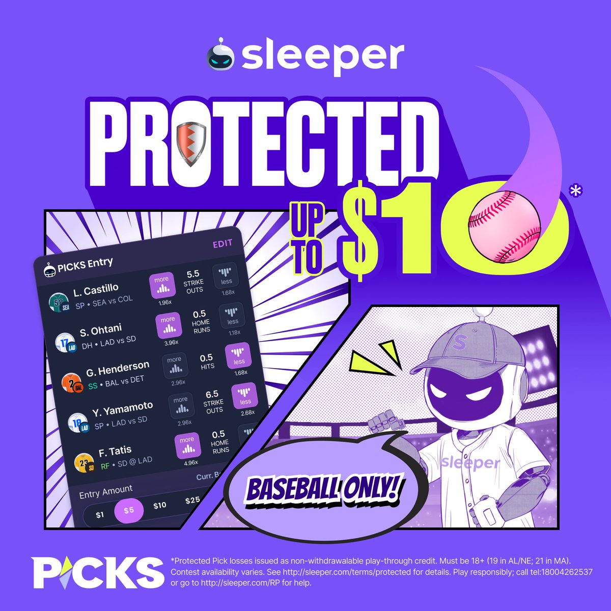 ZRob4444's tweet photo. Sleeper MLB Protected play 💤⚾️🔥

Protected plays are the best promos!🔥

Locking this in for absolutely FREE. Make sure you take advantage of it! 

$100 deposit match⬇️

https://t.co/RsAvTzyJXp
Code- ZROB https://t.co/4nQiTR6aWb