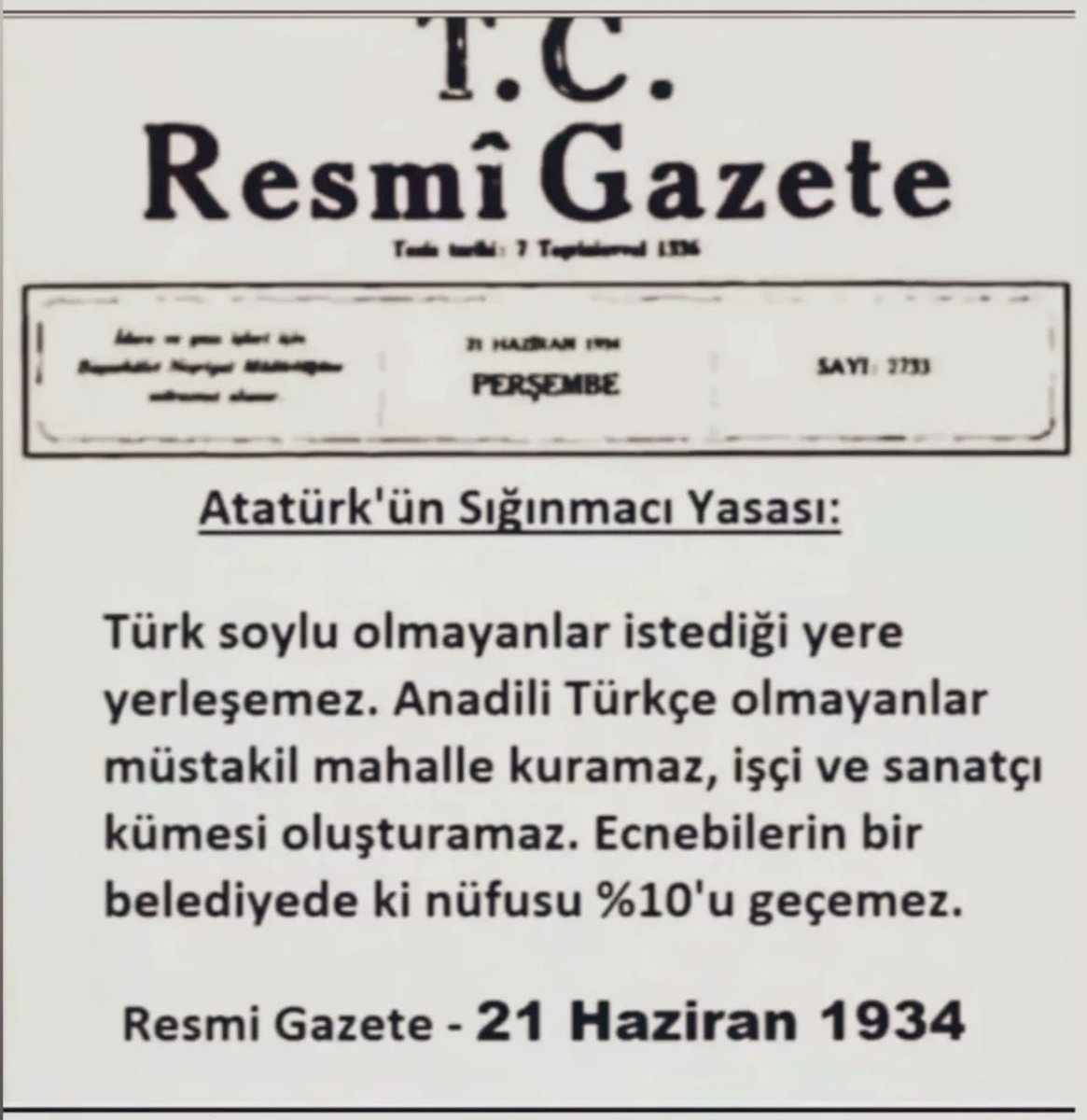 yarence75's tweet photo. Yıl: 21 Haziran 1934
T.C. Resmi Gazete
Atatürk’ün Sığınmacı Yasası 👇👇 🇹🇷🇹🇷🇹🇷 https://t.co/DBJSAcVfFI