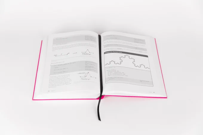 nature of code book open to Koch Curve fractal spread