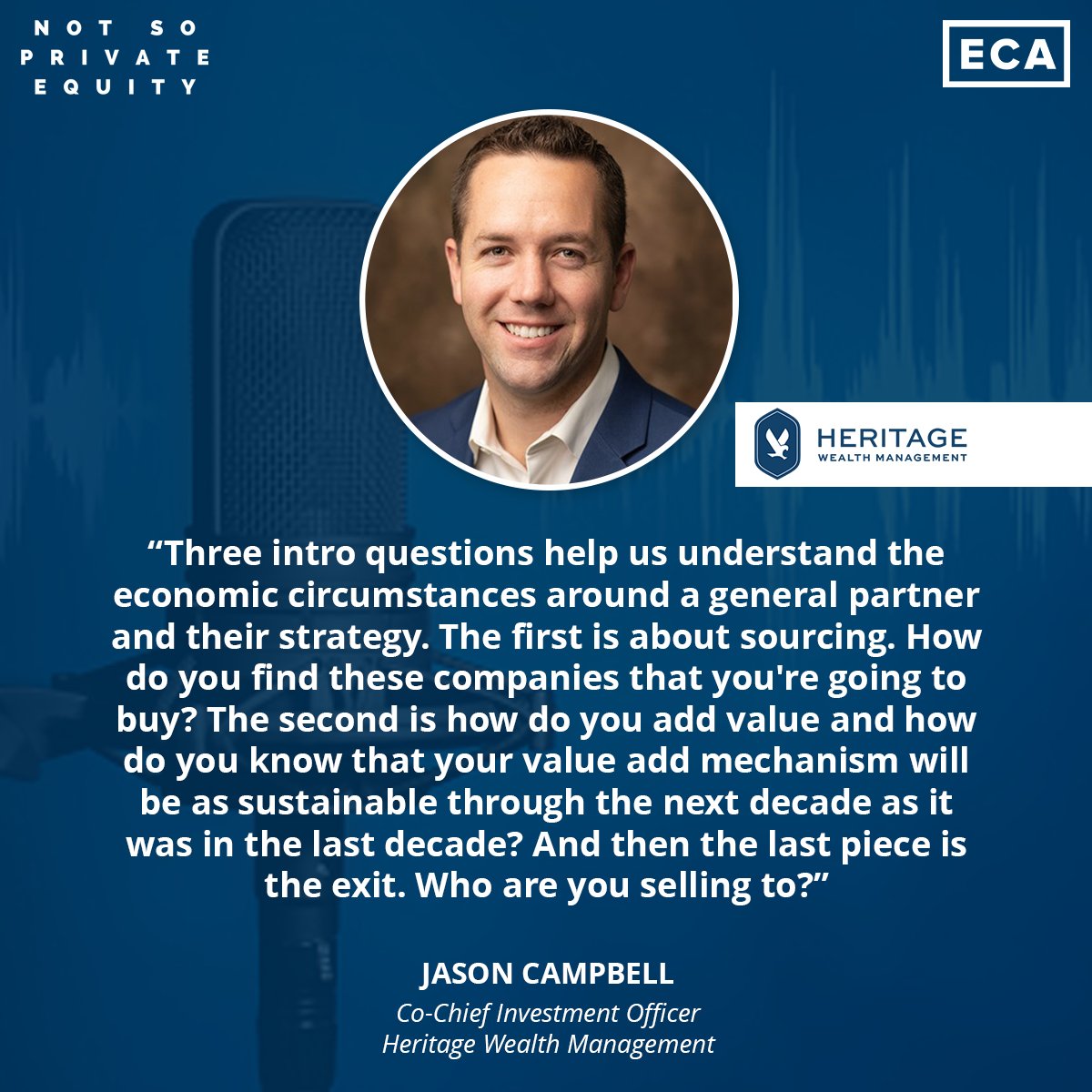 ECA_Partners's tweet photo. Jason Campbell, Co-Chief Investment Officer at Heritage Wealth Management joins us to talk about the role allocators play in the private equity world.

Listen here:
Spotify: https://t.co/kwuUwuc972
Apple: https://t.co/ImMF4JAaY2 https://t.co/XOgkRAVjet