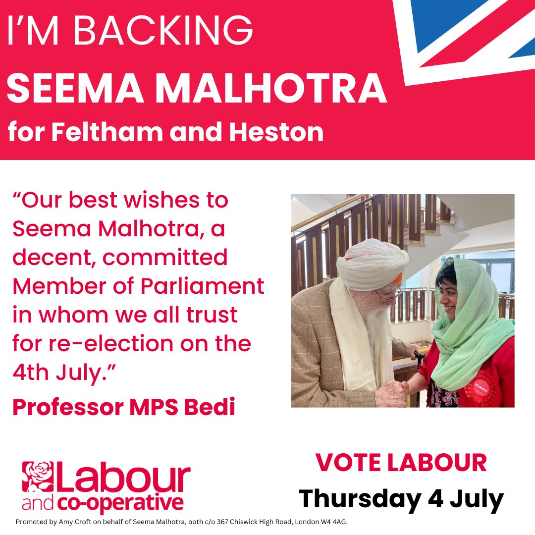 SeemaMalhotra1's tweet photo. Thank you Professor Bedi for your wonderful endorsement. https://t.co/qCiDS6GEkm