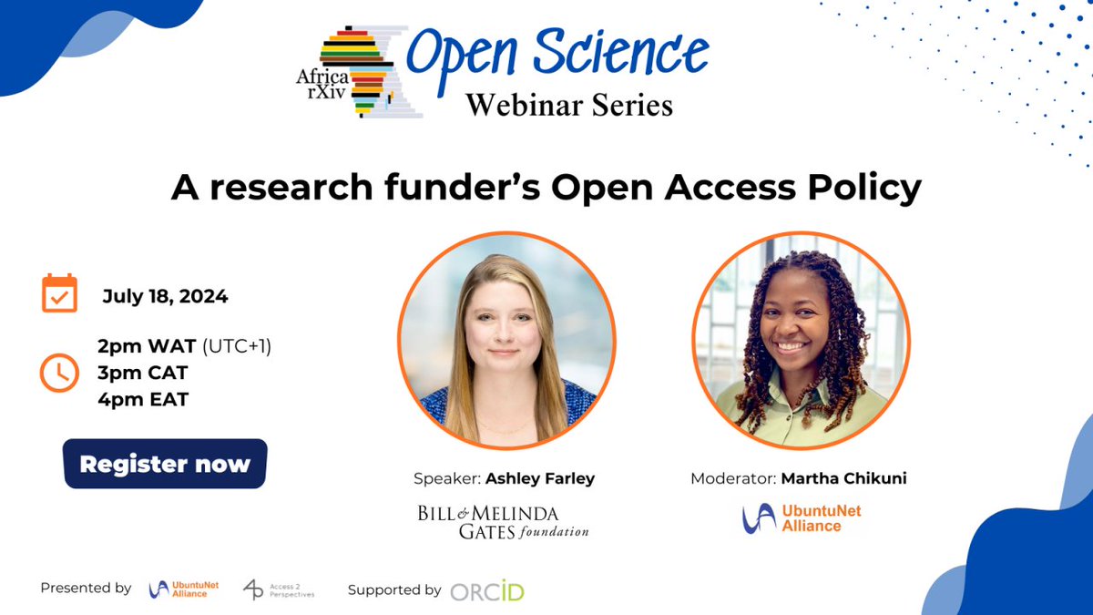 "Join us for an insightful webinar on the Gates Foundation's updated Open Access Policy, effective January 1, 2025.

You will learn about their journey from the original 2015 policy to the latest updates."  linkedin.com/events/7211700…