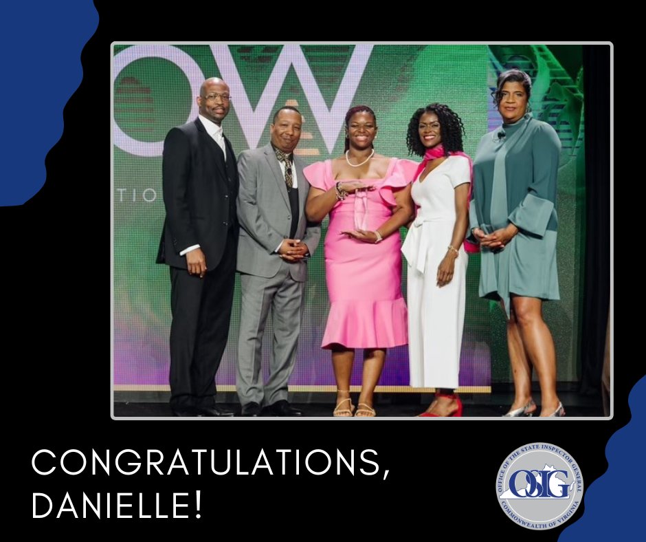 VaOSIG's tweet image. Congratulations to OSIG’s Senior Auditor Danielle Squire (center stage) for winning the Eastern Region Service Member of the Year for NABA @NABAInc ! Way to go Danielle, OSIG is lucky to have you! #VIP #NABA #OSIG #Congrats