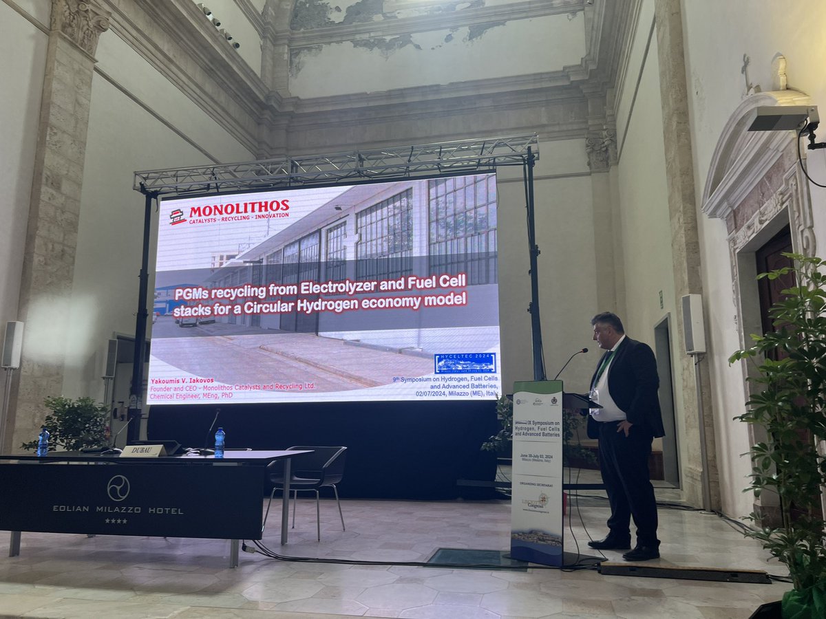 helionomics's tweet image. The water electrolyzer and hydrogen fuel cell market is already so large to allow #Monolithos in Greece to recover both catalytic metal and membrane from spent MEAs.

#Hyceltec2024