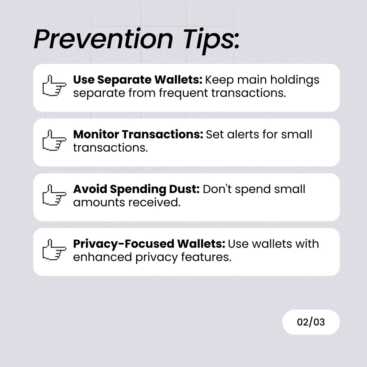 EnonGlobal's tweet photo. 🛡️ ENON Tips: Preventing Dusting Attacks in Crypto 🚨

Dusting attacks aim to de-anonymize crypto users. Here’s how to protect yourself:

💨 What is a Dusting Attack?
Sending tiny amounts of crypto to multiple addresses to track transactions and link them to users.

Stay safe and informed with ENON! 🌐

#ENON #CryptoTrading #DustingAttacks #CryptoSecurity