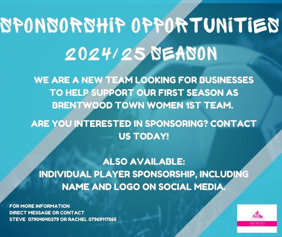 Interested in sponsoring a women’s football team? 

<a href="/EssexCountyFA/">Essex County FA</a> 
<a href="/BrentwoodTownFC/">Brentwood Town F.C.</a> 
<a href="/BBCEssexSport/">BBC Sport Essex</a> 
<a href="/phoenixfm/">Phoenix FM (we're on 🦋)</a>