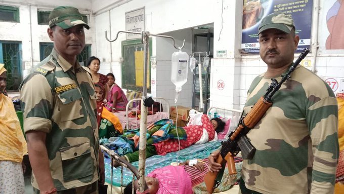 SportsWithFun's tweet photo. When in need, BSF troops of 157 Bn, SHQ Gopalpur come to the rescue. Nargis, suffering from excessive bleeding, was given first aid and taken to Mathabhanga Government Hospital.
#SavioursOfHumanity
#BeyondCallOfDuty #TejRan #LISA
#oriele #Abhiya #BreakingNews #hathras #PMModi https://t.co/WScMBYpX3N