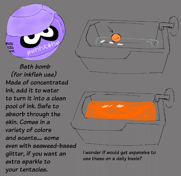 rassicas's tweet photo. some headcanons+doodles about how i think inklings and octolings bathe, taking the water weakness into account. https://t.co/DkFgR0VTSt