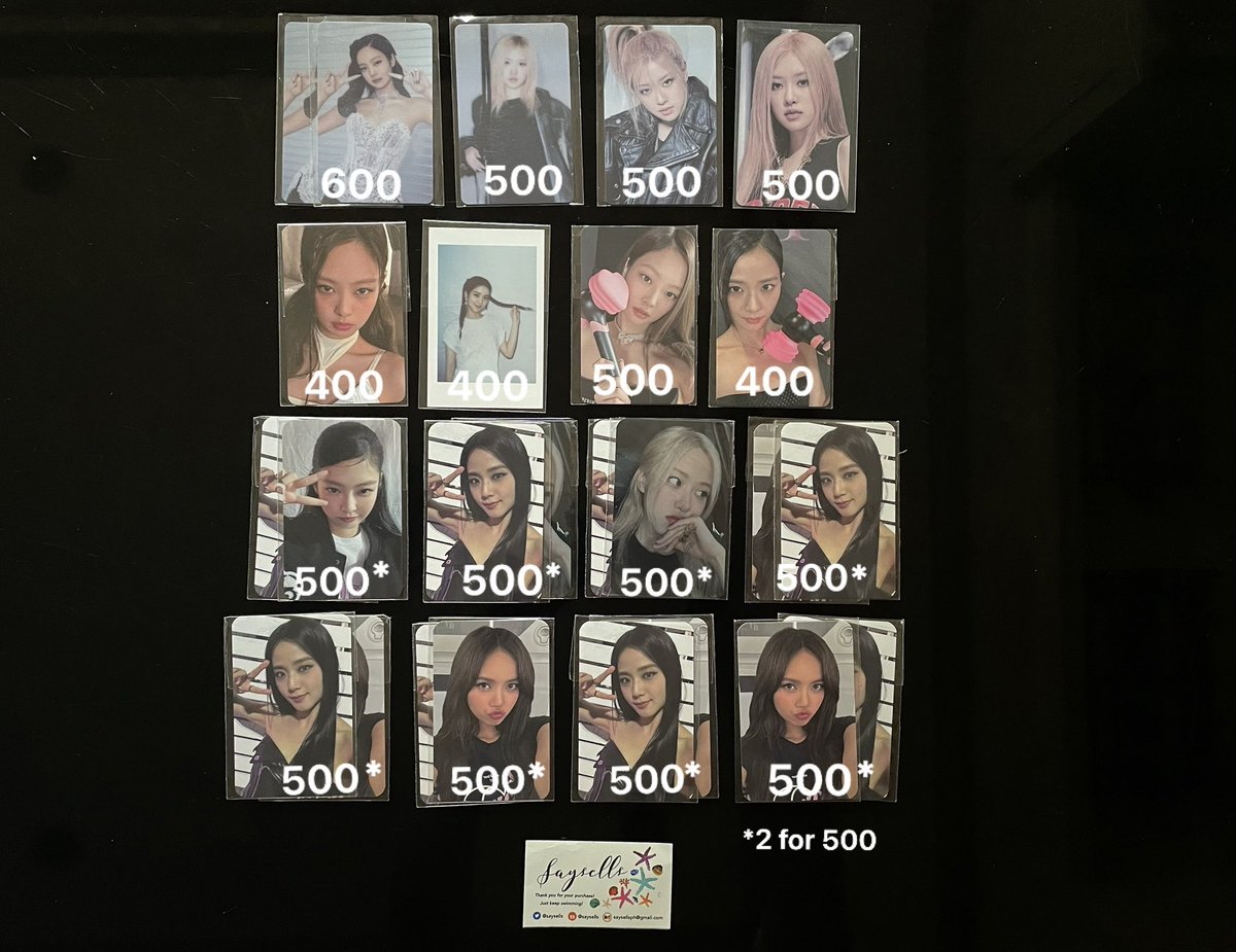 saysells's tweet photo. ✨SAYSELLS 3RD ANNIV SALE✨

wts/lfb ph/help rt/on hand

BLACKPINK ASSORTED PHOTOCARDS
—Square Up, KTL, The Album, Born Pink, Concert LD, Finale Con MD

Reply mine/dm

✅Gcash,BPI,Shopee (+15%)
📦GGX,J&amp;T,SDD,SCO,Flash
🗓DOP July 31,100 DP for every 1K
✔️can ship WW

#SaysellsOH https://t.co/ri8Bb2W5SA