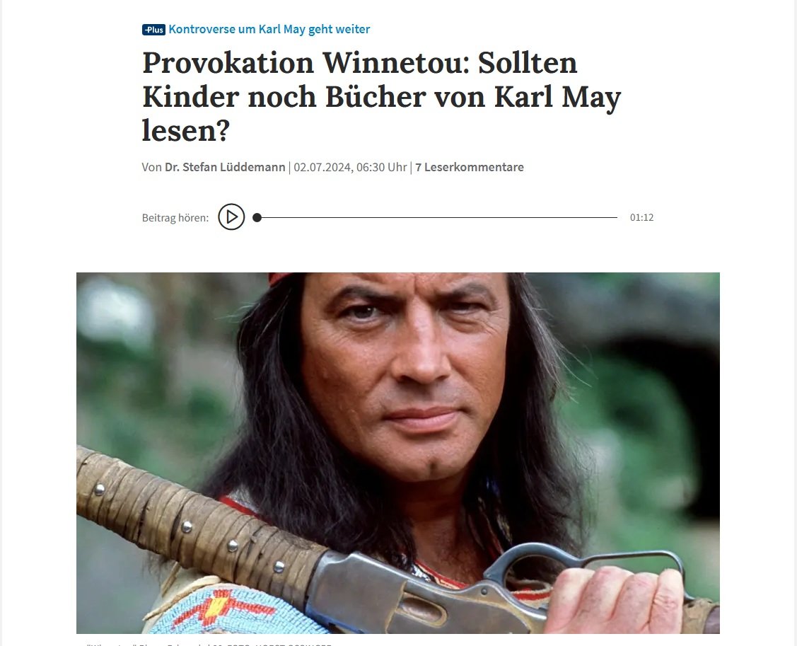 ForgetWinnetou's tweet photo. They still rehash the same topic over and OVER again. https://t.co/G0fanvF9b4

Our answer has always been, "Of course, anyone should read Winnetou books if they want to!" Its an opportunity to understand the ideas are problematic, even as May realized after writing the books! https://t.co/4nr2NkFvLC