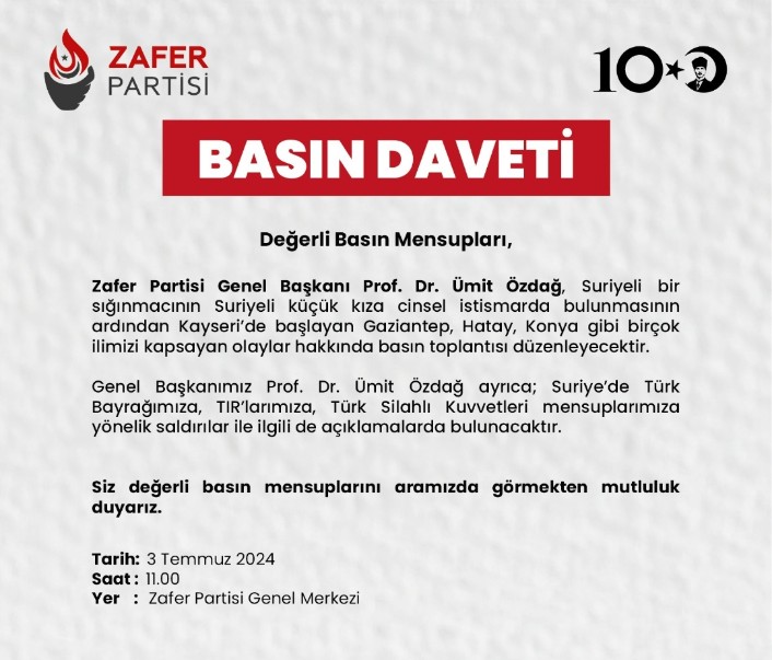 Örnek Haber (@ornekhaber) on Twitter photo Ümit Özdağ'dan basına davet...
Yüreği olan, ülkesini seven, Ankara'da ofisi olan veya gitme imkanı olan tüm basın mensupları katılsın...
#BuÜlkeBizim
<a href="/zaferpartisi/">Zafer Partisi</a> <a href="/umitozdag/">Ümit Özdağ</a> <a href="/CCoskunserce/">Çınar Coskunserçe</a> Ümit Özdağ'dan basına davet...
Yüreği olan, ülkesini seven, Ankara'da ofisi olan veya gitme imkanı olan tüm basın mensupları katılsın...
#BuÜlkeBizim
<a href="/zaferpartisi/">Zafer Partisi</a> <a href="/umitozdag/">Ümit Özdağ</a> <a href="/CCoskunserce/">Çınar Coskunserçe</a>
