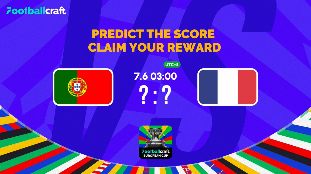 FootballcraftFC's tweet photo. 🇵🇹 ❓ - ❓ 🇫🇷

Split 300 $GOAL with 5 winners

✅ Follow + RT + Tag 3
⬇️ Drop your score prediction below
⏳ Ends when match starts

Over $3.2M in APP, Download and Win 🏆  

🍎 iOS: https://t.co/sDKnaK7B4f
🤖 Android: https://t.co/nxq9hSkTnS

#Footballcraft #EURO2024 https://t.co/cJ28HXmEAf