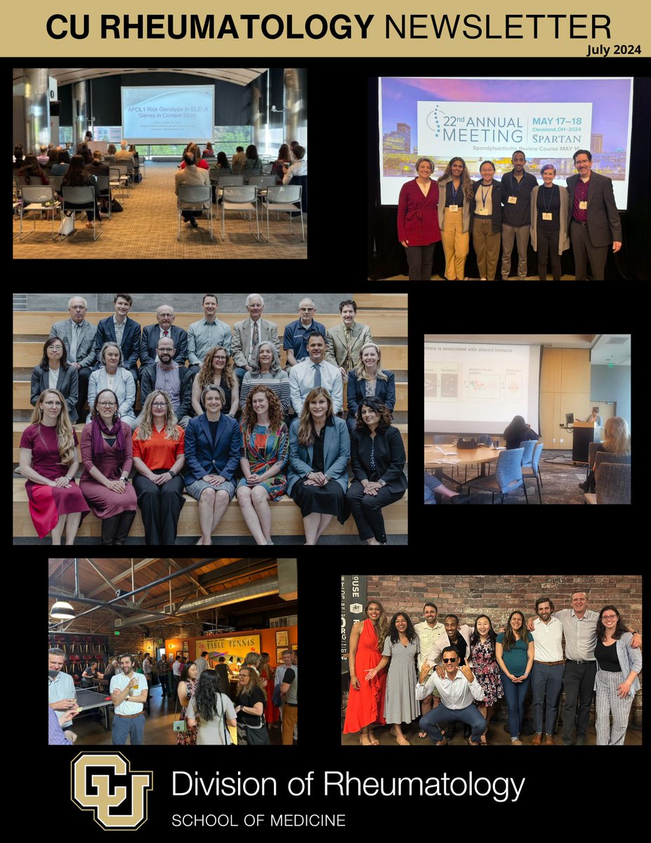 CU Anschutz Division of Rheumatology (@curheumatology) on Twitter photo 👏Our latest <a href="/CURheumatology/">CU Anschutz Division of Rheumatology</a> Newsletter is now available⬇️👏Meet our newest faculty, staff, and fellows, & read about our recent research, highlights, upcoming symposiums and more
🔗:canva.com/design/DAGHFgv…
<a href="/CUDeptMedicine/">CU Department of Medicine</a> 👏Our latest <a href="/CURheumatology/">CU Anschutz Division of Rheumatology</a> Newsletter is now available⬇️👏Meet our newest faculty, staff, and fellows, & read about our recent research, highlights, upcoming symposiums and more
🔗:canva.com/design/DAGHFgv…
<a href="/CUDeptMedicine/">CU Department of Medicine</a>