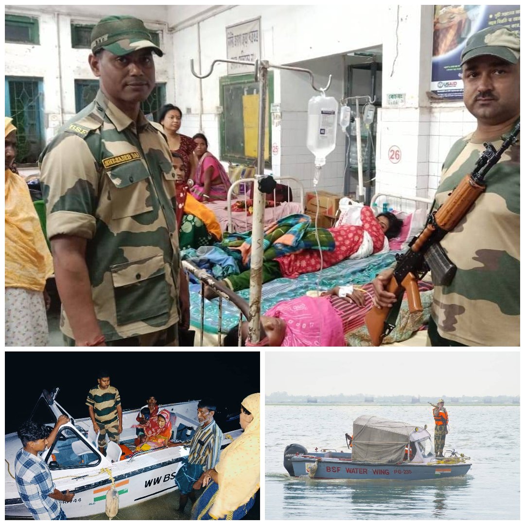 ImsatishsSharma's tweet photo. Salute to the BSF for their courageous efforts in rescuing a woman in critical condition, ensuring she received immediate medical aid in Coochbehar West Bengal.
#SavioursOfHumanity #BeyondCallOfDuty #BreakingNews #Hathras https://t.co/2TmkU8w4li