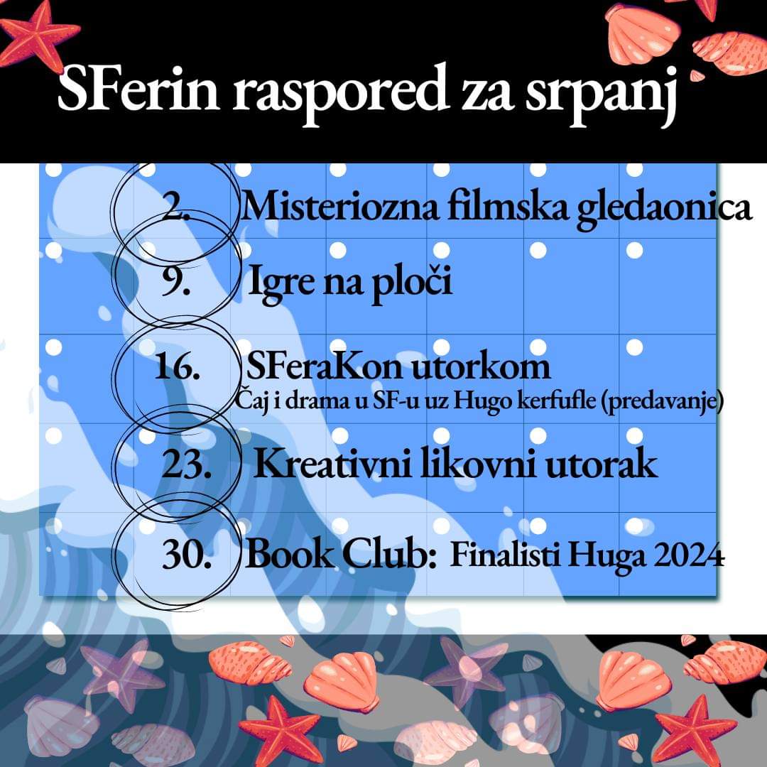 SFeraZG's tweet photo. Izašao je #ProgramSFere u srpnju!

Osim #životsamoutorkom , #sferaši započinju mjesec s odlaskom na Zagreb Fantastic Film Festival koji traje do 7.7.

Nastavljamo opušteno: https://t.co/la6Srx84PM

#ŽSU #DruštvoSFera #SFera #hrfandom #srpanj #radionica #igre #bookclub #predavanje https://t.co/1GJ4sVwfQw