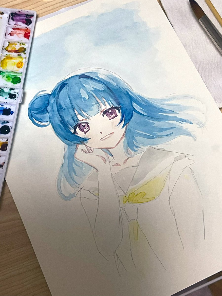 津島善子 「夜の血迷い水彩お絵描き 」|瀬川るな🌒🎀のイラスト