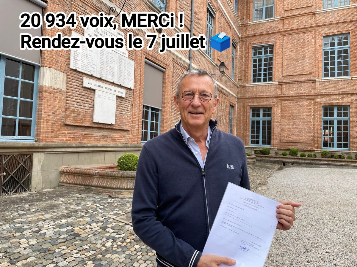 MERCI aux 20 934 habitants de la #circo3102 qui m'ont fait confiance au premier tour #legislatives2024 🇫🇷 Candidature déposée ✅ pour le second 🗳 Soyons tous @ensemble2024 pour la République ce dimanche 7 juillet