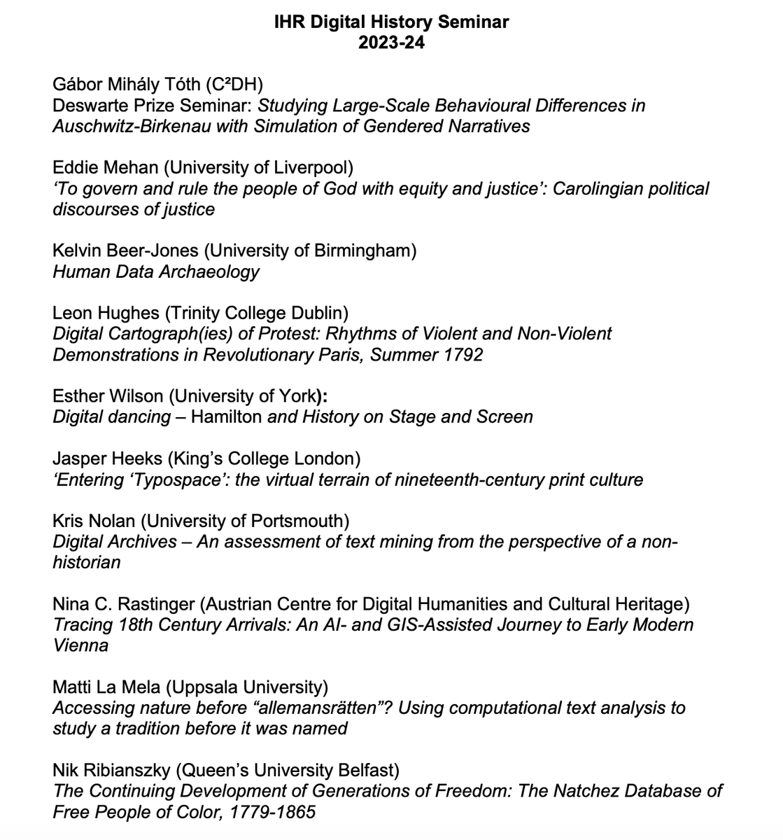 The <a href="/IHRDigHist/">IHR Digital History Seminar</a> seminar might be over for 23-34 but you can still access all the recorded presentations via our Youtube channel 👇 Look out for next year's line-up coming out soon! #dhist #digitalhistory
 youtube.com/@ihrdigitalhis…